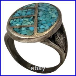 Astute Vintage Navajo Sterling Silver Turquoise Inlay Ringsz11