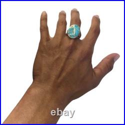 Astute Vintage Navajo Sterling Silver Turquoise Inlay Ringsz11