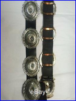Authentic Large & Heavy Sterling Silver Navajo Concho belt by L. James