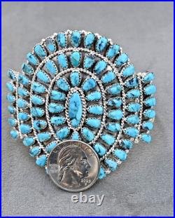 BIG New Navajo Sterling &Blue Turquoise Cuff D Benally 41 grams 7 1/4 wearable