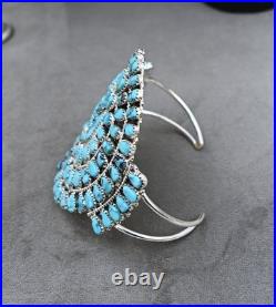 BIG New Navajo Sterling &Blue Turquoise Cuff D Benally 41 grams 7 1/4 wearable