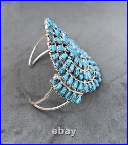 BIG New Navajo Sterling &Blue Turquoise Cuff D Benally 41 grams 7 1/4 wearable