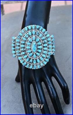 BIG New Navajo Sterling &Blue Turquoise Cuff D Benally 41 grams 7 1/4 wearable