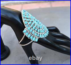 BIG New Navajo Sterling &Blue Turquoise Cuff D Benally 41 grams 7 1/4 wearable