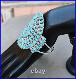 BIG New Navajo Sterling &Blue Turquoise Cuff D Benally 41 grams 7 1/4 wearable
