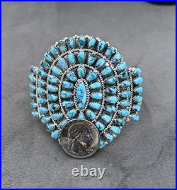 BIG New Navajo Sterling &Blue Turquoise Cuff D Benally 41 grams 7 1/4 wearable