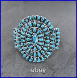 BIG New Navajo Sterling &Blue Turquoise Cuff D Benally 41 grams 7 1/4 wearable