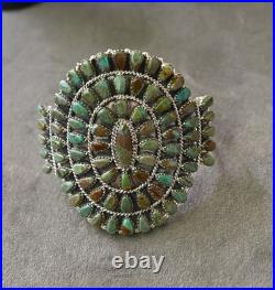 BIG New Navajo Sterling & Mojave Turquoise Cuff D Benally 41 grams 7.25 wearabl