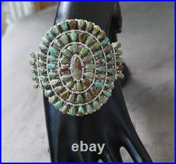 BIG New Navajo Sterling & Mojave Turquoise Cuff D Benally 41 grams 7.25 wearabl