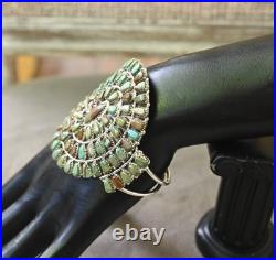 BIG New Navajo Sterling & Mojave Turquoise Cuff D Benally 41 grams 7.25 wearabl