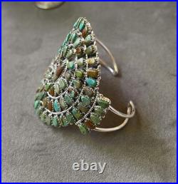 BIG New Navajo Sterling & Mojave Turquoise Cuff D Benally 41 grams 7.25 wearabl