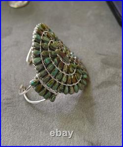 BIG New Navajo Sterling & Mojave Turquoise Cuff D Benally 41 grams 7.25 wearabl