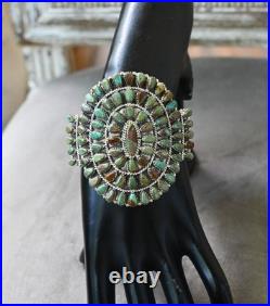 BIG New Navajo Sterling & Mojave Turquoise Cuff D Benally 41 grams 7.25 wearabl