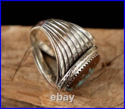 BROWN SPIDERWEB TURQUOISE Navajo Handmade Sterling Silver MENS Ring Size 10.5