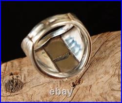 BROWN SPIDERWEB TURQUOISE Navajo Handmade Sterling Silver MENS Ring Size 10.5