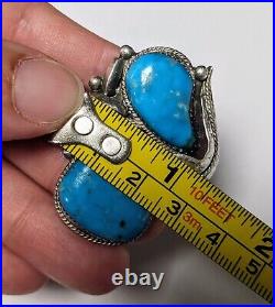 Beautiful 2 stone Turquoise Sterling Silver Navajo Size 6.5