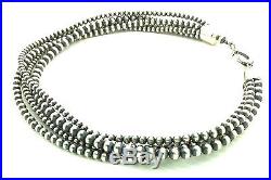 Beautiful Navajo Pearls Sterling Silver 5-Strand Beads Necklace