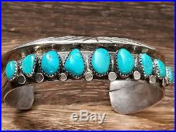 Beautiful Navajo Turquoise Sterling Silver Cuff Bracelet 56.5 Grams! Signed A