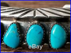 Beautiful Navajo Turquoise Sterling Silver Cuff Bracelet 56.5 Grams! Signed A