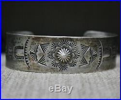 Beautiful Vintage Harvey Era Navajo Sterling Silver Cuff Bracelet
