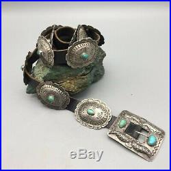 Beautiful! Vintage Turquoise and Sterling Silver Concho Belt