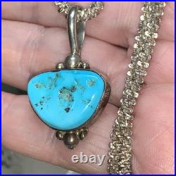 Ben Begaye Navajo Sterling Silver Sleeping Beauty Turquoise Pendant Necklace Ben Begaye Navajo Sterling Silver Sleeping Beauty Turquoise Pendant Necklace
