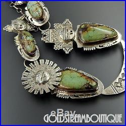 Bennie Ration Navajo 925 Silver Green Turquoise 5 Kachina Necklace Pin Pendant