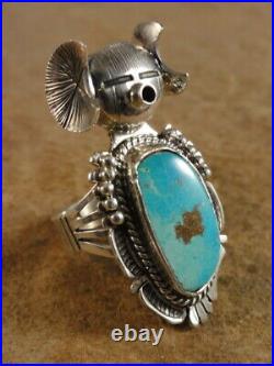 Bennie Ration Navajo Sterling Silver & Turquoise Kachina Maiden Ring sz. 9