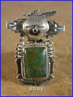 Bennie Ration Navajo Sterling Silver & Turquoise Kachina Ring sz. 8
