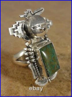 Bennie Ration Navajo Sterling Silver & Turquoise Kachina Ring sz. 8
