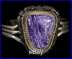 Big Heavy Old Pawn Natural CHAROITE Purple Sterling Silver CUFF Bracelet