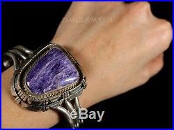 Big Heavy Old Pawn Natural CHAROITE Purple Sterling Silver CUFF Bracelet