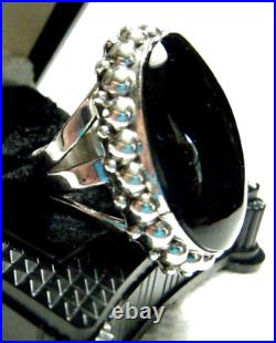 Big Signed'francisco Gomez' Navajo Black Onyx Sterling Silver 925 Sz 8 Ring