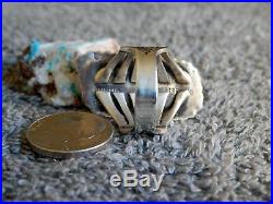 Bisbee Turquoise Sterling Silver Ring Navajo Robert Shakey Size 8 3/4
