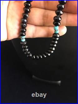 Black Onyx & Turquoise Navajo Sterling Silver Necklace 18 10022 Black Onyx & Turquoise Navajo Sterling Silver Necklace 18 10022