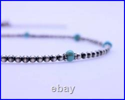 Blue Genuine Kingman 4mm Turquoise and Navajo Pearl Beaded Gemstone Necklace