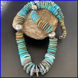 Blue Green Turquoise Navajo Sterling Silver Necklace 20 11962 Blue Green Turquoise Navajo Sterling Silver Necklace 20 11962