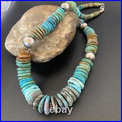 Blue Green Turquoise Navajo Sterling Silver Necklace 20 11962