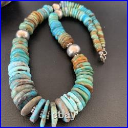 Blue Green Turquoise Navajo Sterling Silver Necklace 20 11962