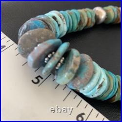 Blue Green Turquoise Navajo Sterling Silver Necklace 20 11962