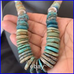 Blue Green Turquoise Navajo Sterling Silver Necklace 20 11964