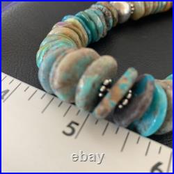 Blue Green Turquoise Navajo Sterling Silver Necklace 20 11964