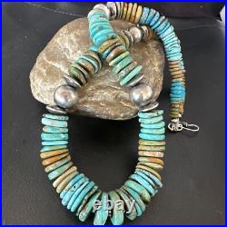 Blue Green Turquoise Navajo Sterling Silver Necklace 21 16005