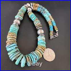 Blue Green Turquoise Navajo Sterling Silver Necklace 21 16005
