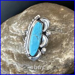 Blue Kingman Turquoise Navajo Sterling Silver Ring Size 7.5 18632