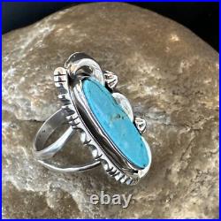 Blue Kingman Turquoise Navajo Sterling Silver Ring Size 7.5 18632