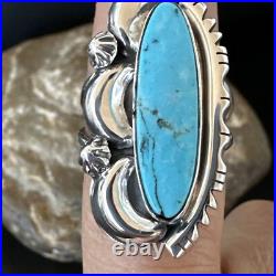 Blue Kingman Turquoise Navajo Sterling Silver Ring Size 7.5 18632