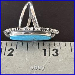 Blue Kingman Turquoise Navajo Sterling Silver Ring Size 7.5 18632