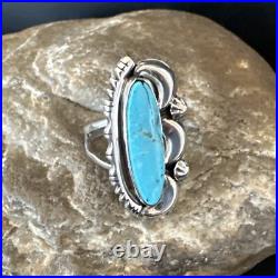 Blue Kingman Turquoise Navajo Sterling Silver Ring Size 7.5 18632