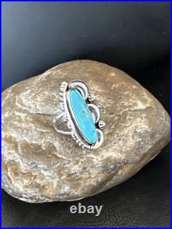 Blue Kingman Turquoise Navajo Sterling Silver Ring Size 7.5 18632